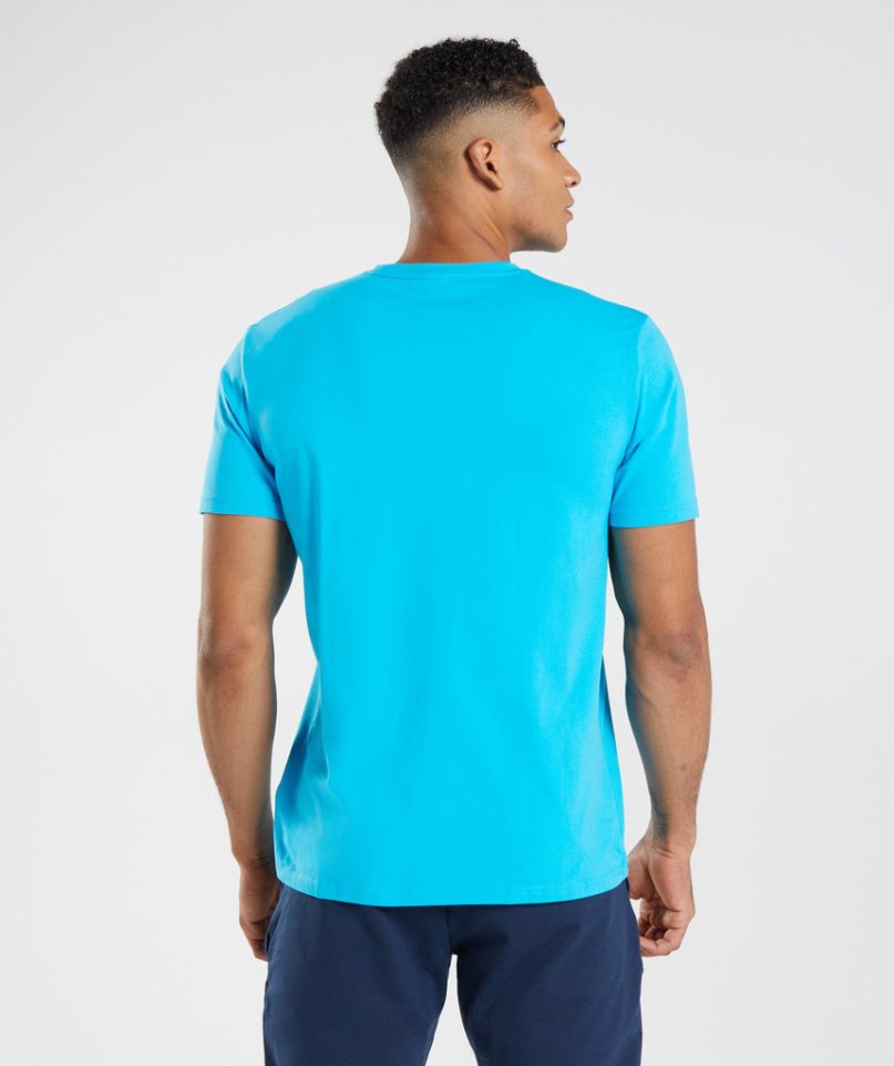 Men's Gymshark Block T-Shirts Turquoise | NZ 4OCRND